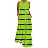 Emergency Preparedness Items Summer Dresses for Women 2024 Striped Sleeveless V Neck A-Line Maxi Dress Casual Flowy Sexy Vacation Dress with Pocket