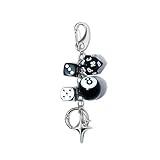 SORGERLY 8 Ball Dice Charm Keychain - Cool Black Bag Purse Handbag Backpack Car Accessories - Y2K Aesthetic Star Key Chain for Women Men(Black)