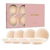 ATTLADY Nipple Covers No Show 4 Pairs- Reusable Seamless Pasty Sticky Adhesive Silicone Nipple Pasties for Women