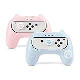 GeekShare Grips for Nintendo Switch Joy Con, Ergonomic Design Controller Grip Kit for Switch and OLED Joy Con with 2 Thumb Grip Caps - Pink & Blue