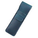 Leather Pen Case Pencil Pouch Holder Ballpoint Rollerball Pens and Pencils with Tuck in Flap,Blue (S),