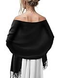 PAMEILA Women's Scarf Pashmina Shawls and Wraps for Evening Dress Wedding Bridal Bridesmaid Winter Warm Long Large Scarves,Black