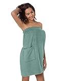 SIORO Women's Terry Cloth Wrap, Knee Length Robe, Soft Body Towel Wrap with Adjustable Closure & Pockets for Bath, Shower, Spa, Gym, Pool & Travel