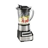Hamilton Beach Wave Crusher Blender For Smoothies With 40 Oz Glass Jar and 14 Functions, Ice Sabre Blades & 700 Watts for Consistently Smooth Results, Black + Stainless Steel (54221)