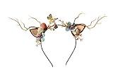 Vivivalue Deer Antler Hair Band with Flowers, Cat Ear Headband, Hairband for Party, Festival, Cosplay, Costume - 1 Count (Pack of 1), 0.1 pounds, Unisex-Adults
