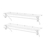 PROWORX Closet Shelves Wall Mounted with Hanging Rod, 2 Pack 4 ft x 12 in White Wire Shelving Kit, Metal Wall Shelf Organizer for Home, Pantry, Laundry Room Storage