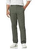 Amazon Essentials Men's Straight-Fit Wrinkle-Resistant Flat-Front Chino Pant, Dark Olive, 35W x 30L
