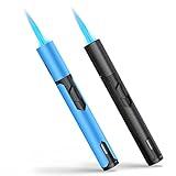 Torch Lighters 2 Pack Adjustable Jet Flame Butane Lighter, Refillable Gas Torch Lighter for Candles Grill BBQ Fireplaces Camping (Butane Not Included)