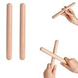 1 Pair 8 Inch Classical Wood Claves Musical Percussion Instrument, Natural Hardwood Rhythm Sticks (1 Pair FBA)