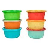 The First Years Take & Toss Toddler Bowls Set - Reusable Toddler Snack Cups - Toddler and Baby Snack Containers with Snap On Lids - Ages 9 Months and Up - 8 Oz - 6 Count