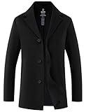 wantdo Men's Windproof Warm Jacket Classic Pea Coat Winter Overcoats Black M