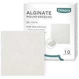 Dimora Calcium Alginate Wound Dressing, 4'' x 4'' Patches,10 Individual Sterile Pads, Soft and Highly Absorbent Dressing Gauze, Non-Stick Padding
