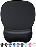 MROCO Ergonomic Mouse Pad with Gel Wrist Rest, Comfortable Mousepad with Smooth Wrist Support Surface and Non-Slip PU Base for Pain Relief, Computer, Laptop, Office & Home, 9.4 x 8.1 in, Black Color