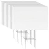 Newflager 10 Pack 18 x 12 Inches White Corrugated Plastic Yard Sign with Metal Stakes for Birthday, Real Estate Garage Sale Signs, Rent, Guidepost Decorations
