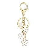 SELOVO Young Teens Bag Charm Car Key Chain White Keychain Initial T Tassel Charm