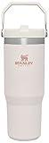Stanley IceFlow Stainless Steel Tumbler with Straw - Vacuum Insulated Water Bottle for Home, Office or Car Reusable Cup with Straw Leak Resistant Flip Cold for 12 Hrs or Iced for 2 Days (Rose Quartz)