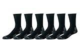 Amazon Essentials Men's Performance Cotton Moisture Control Socks, Athletic Crew, Breathable, 6 Pairs, Black, 8-12