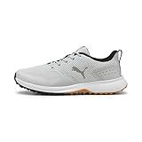 PUMA Men's Fusion Grip 6 Golf Shoe, Feather Gray Black-Gum, 9.5