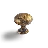 Goo-Ki Vintage Retro Antique Brass Zinc Alloy Cabinet Knob - Single Hole Center Affordable Luxury Cabinet Pull Hardware for Bedroom, Kitchen, 6 Pack…