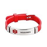 DWJSu Red Medical Alert ID Bracelet for Women Emergency First Aid Health Alert Stainless Steel Adjustable Chain Bracelets Medical Identification & Alert Jewelry