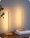 EDISHINE LED Table Lamp, Minimalist Bedside Lamp with 3 Dimmable Color Temperature, Nightstand Lamp, Stepless Corner Light for Bedroom, Living Room, Gift, Reading, Metal Finish, Gold, 2PCS