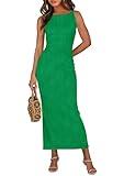 PRETTYGARDEN Womens Maxi Dress 2025 Summer Spaghetti Wedding Guest Long Resort Wear Casual Bodycon Sun Dress(Green,Large)