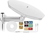 Outdoor TV Antenna 360° Omni-Directional Reception 120+ Miles Long Range Enhanced VHF and UHF 4K HDTV Antenna for Added Stability, Digital Antenna for Camper/Attic/RV - 33FT RG6 Coax Cable (TV084-2)