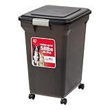 IRIS USA WeatherPro Airtight Dog Food Storage Container, Up to 58 lbs, Attachable Wheels, For Dog Cat Bird and Other Pet Food Storage Bin, Keep Fresh, Easy Mobility, BPA Free, Smoke