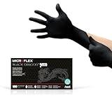 Ansell MICROFLEX BD-100N Black Dragon Zero 5mil Disposable Nitrile Gloves w/Textured Fingertips for Medical, Industrial, Automotive Use - XL, Black Gloves (Box of 100)
