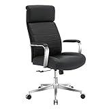 Realspace® Modern Comfort Modee Vegan Leather High-Back Executive Office Chair, Black/Chrome, BIFMA Compliant