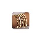 Poxtex Gold Bracelets for Women, 14K Gold Stackable Dainty Jewelry Sets for Women Trendy, Waterproof Gold Bracelets Inclued Beaded, Cuban, Paperclip, Herringbone, Rope, Fashion Jewelry Gifts