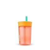 Owala Kids BPA-Free Plastic Tumbler with Spill Resistant Flexible Straw, Easy to Clean, Kids Water Bottle, Great for Travel, Dishwasher Safe, 15 Oz, Orange and Peach (Watermelon)