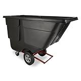 Rubbermaid Commercial Products Tilt Dump Truck/Trash Cart/Garbage Collection/Recycling 1 Cubic Yard Waste Collection 850 lbs capacity Black Office/Warehouse/Facility Management