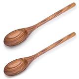 HAKSEN 2PCS Wooden Cooking Spoons, Wooden Kitchen Utensil Large Wood Spoon for Cooking Serving Mixing