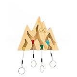 YY Vertical Mountain Decor Keyholder in Wood Wall Decor Ideal Gifts for Mountain Climbers 4 Key Rings Included Perfect for Mountain Lovers