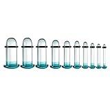 Casvort 10 PCS Unique 0.5mm Increments 14G-2g Comfy Pain-free Single Flare Turquoise Glass Dead Stretching Plugs, Hypoallergenic Body Piercing Tapers, Pierced Ear Lobe Stretching Kits.