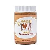 Spread The Love UNSALTED Almond Butter, 16 Ounce (All Natural, Vegan, Gluten-free, Creamy, No added salt, No added sugar, No palm fruit oil, Not pasteurized with PPO)