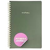 Kunitsa Co. Fitness Journal for Women - Track Workouts, Meals, and Weight Loss, Undated, Fits 120 Workouts, Sage Green, 6 x 8.5 Inches