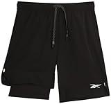 Reebok Boys Shorts - 2 in 1 Basketball Shorts with Compression Liner and Pockets - Gym and Running Boys Athletic Shorts, Size 8, Black