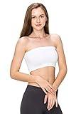 Kurve Seamless Bandeau Tube top - UV Protective Fabric, Rated UPF 50+ (Non-Padded) Made in USA, White, Large/X-Large