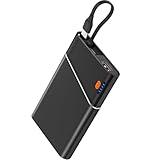 Aaoyun Portable Charger Power Bank, 10000mAh 22.5W PD Super Fast Charging Powerbank with Built-in USB C in&Out Cable, Slim External Phone Battery Pack for iPhone 16/15/14 iPad Samsung S24 Android etc