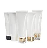 Snadulor 20 Pcs 100ml/3.4oz Empty Plastic White Cosmetic Squeeze Tubes Refillable Travel Shampoo Conditioner Facial Cleanser Body Lotion Sample Packing Bottles Shower Gel Makeup Containers