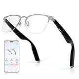More than Lens AI Translation Smart Glasses for Men Women, AI Translator, Bluetooth 5.4, Voice Assistant, Open Ear Lightweight Eyewear with Polarized Anti-Bluelight Lenses, Silver