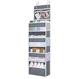 Univivi Over The Door Organizer, 5 Shelf Door Hanging Organizer Nursery Door Storage with 4 Large Compartments and 2 Small PVC Pockets 6 Side Pockets for Bathroom,Cosmetics and Nursery Baby Essential