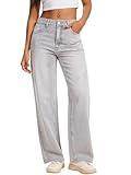 Wanduyini Women's Rhinestone Embellished Straight Leg Jeans Star Sparkling Denim Pants for Parties Night Out Casual Glam (Light Grey,XXL)
