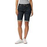 Levi Strauss Signature Gold Women's Size Mid-Rise Bermuda Shorts Stretch Denim (Standard and Plus), Stormy Sky-Waterless, 16