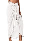 QIANXIZHAN Women's Swimsuit Cover Up,Beach Sarong Wrap Bottom Coverup for Women Short Skirt Tassels White