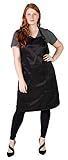 Betty Dain A Size Above Plus Size Salon Stylist Apron, Cut for Curves, Neck Strap with Adjustable Snap Closure, Lower Pockets with Zippered Bottoms, Lightweight, Water Resistant Nylon/Poly, Black, XL