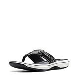 Clarks Women's Breeze Sea Flip-Flop, Black Synthetic, 8