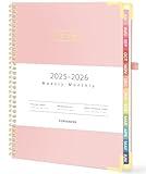 Forvencer Academic Planner 2025-2026, Hardcover Weekly & Monthly Calendar Planner, July 2025 - June 2026, 8.5" x 11", Daily Agenda Book with Tabs, College Organizer Notebook, School Supplies for Student Teacher Classroom, Pink